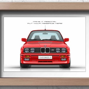 Stampa personalizzata BMW M3 (E30) per gli amanti delle auto / opera d'arte fatta a mano stampata su carta fotografica di alta qualità / regali per lui / arte automobilistica