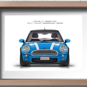 Stampa personalizzata Mini Cooper S (R50) JCW, stampa artistica fatta a mano su carta fotografica di alta qualità / regali per lui / schizzo di auto.