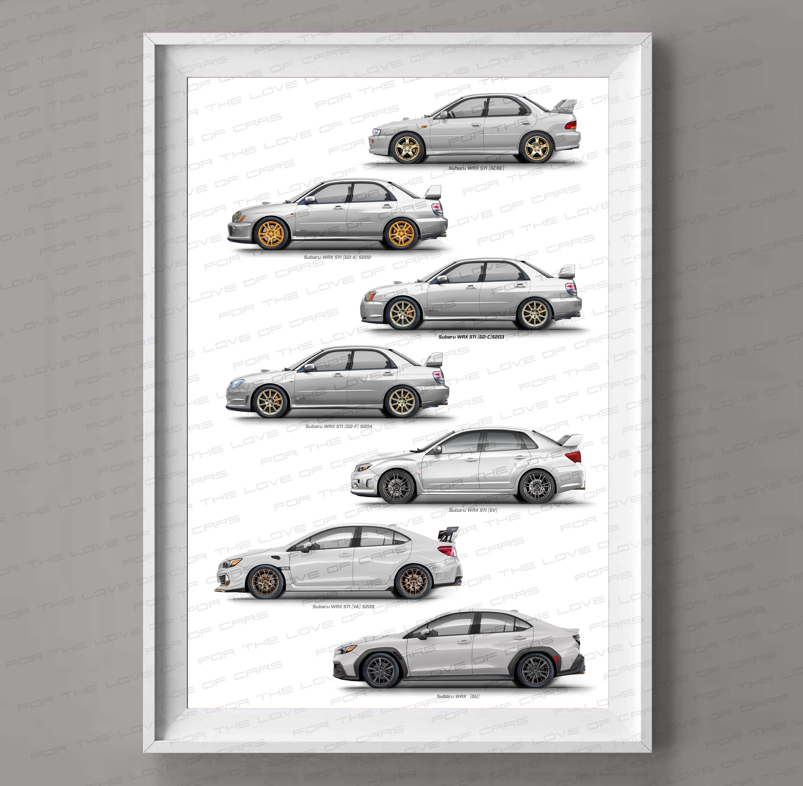 Subaru Impreza WRX STI Generations Gift for Car Lovers Handmade Artwork ...