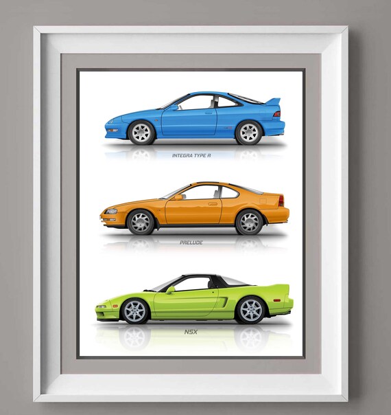 Honda NSX, Integra, Prelude Poster, Gift for Car Lovers, Handmade