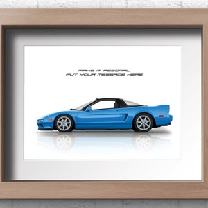 Personalisable Honda Acura NSX poster, gift for car lovers, handmade digital artwork print on high quality photo paper / gift for him.