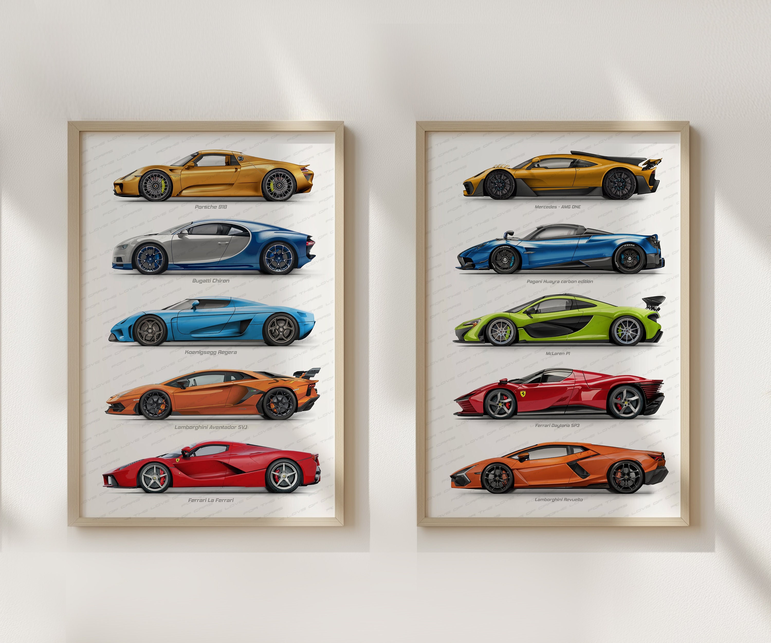 Set of 2, Ferrari, Lamborghini, Mclaren, Porsche, Mercedes