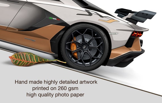 Personalised Lamborghini Print for Car Lovers, Aventador SVJ