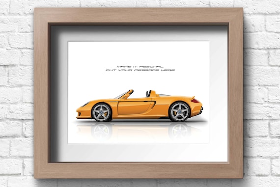 Personalized Porsche Carrera GT Print: Handmade Car Art