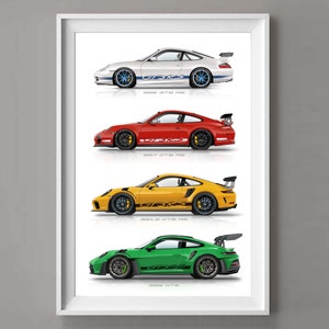 Porsche 911 GT3 RS regalo per gli amanti delle auto opera d'arte fatta a mano stampata su carta fotografica di alta qualità / regali per lui / arte automobilistica