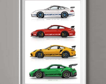 Porsche 911 GT3 RS gift for car lovers handmade artwork print on high quality photo paper / gifts for him / car art