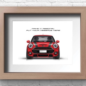Stampa personalizzata Mini Cooper S (f56) JCW, stampa artistica fatta a mano su carta fotografica di alta qualità / regali per lui / schizzo di auto.