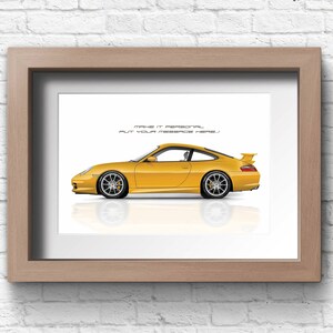 Stampa personalizzata per gli amanti delle auto Porsche 911 GT3 996 stampa artistica fatta a mano su carta fotografica di alta qualità / regali per lui / arte automobilistica