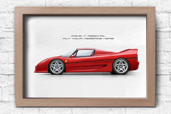 Ferrari F50 Personalise Poster for Car Lovers / Hand Made Art Work