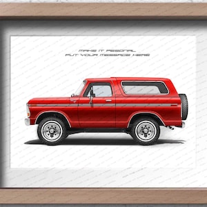 Ford Bronco 2nd generation personalise poster gift for car lovers handmade artwork print, wall art, poster / gifts for him / car art