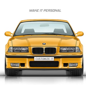 Personalise print for Car Lovers BMW M3 (E36) handmade artwork print on high quality photo paper / gifts for him / car art / car sketch