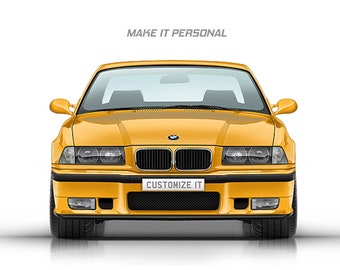 Personalise print for Car Lovers BMW M3 (E36) handmade artwork print on high quality photo paper / gifts for him / car art / car sketch