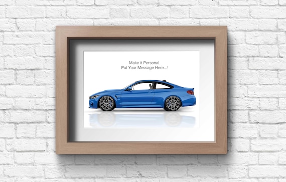Custom BMW print for Car Lovers BMW M4 (F82) handmade artwork print on high quality photo paper / gifts for him / car art / car sketch