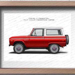 Ford Bronco personalise poster gift for car lovers handmade artwork print, wall art, poster / gifts for him / car art