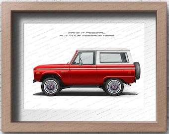 Affiche personnalisée Ford Bronco pour les amateurs de voitures, oeuvre d'art faite main, oeuvre d'art murale, affiche / cadeaux pour lui / oeuvre d'art automobile