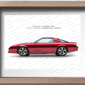 Poster personalizzabile della Chevrolet Camaro 3a generazione del 1992 per gli amanti delle auto / stampa artistica fatta a mano, regalo per lui e per gli amanti della Camaro e delle hot rod