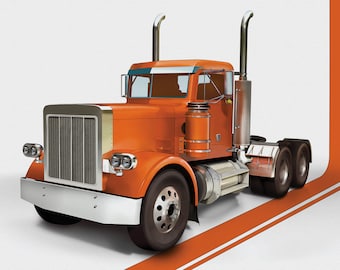 Gift for car lovers 79' Peterbilt 359 handmade artwork print on high quality photo paper / gifts for him / car art / car sketch