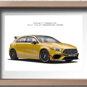 Stampa personalizzata Mercedes A 45 AMG per gli amanti delle auto / stampa artistica di auto fatta a mano su carta fotografica di alta qualità / regali per lui