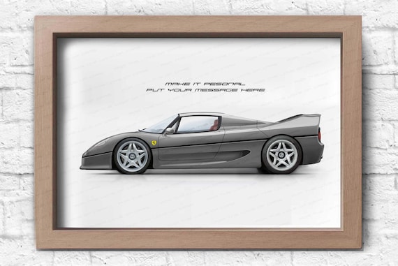 Ferrari F50 Personalise Poster for Car Lovers / Hand Made Art Work