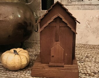 Handmade Wooden Country Church, Musical Chapel, Wooden Musical Church Decor