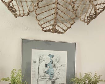 Fish Fountain Pencil Sketch, Framed Coastal Wall Art