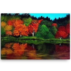 Large Autumn themed Art/Wall Hangings/Colorful Seasons Artwork/Giclee of original art/Canvas Print