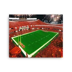 Kansas City Chiefs Arrowhead Stadium celebrating 2020 victory win - canvas print