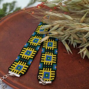 Blue and yellow handmade beads necklace Choker on the neck for girls Ukrainian folk jewelry  jewelry blue yellow