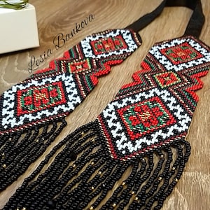 Ukrainian traditional necklace Gerdan, Handmade Jewelry, Beaded Necklace, Ukrainian Jewelry, long necklace Folk Ukrainian gerdan