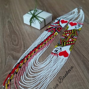 Collier de perles fait main Collier blanc Collier de cartes Collier de casino Collier de cartes Las Vegas Collier Cadeau pour les joueurs