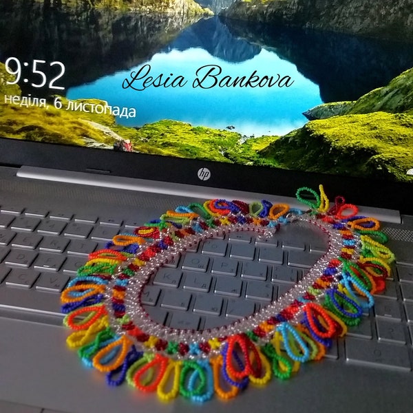 multicolored bead necklace Handmade necklace Ukrainian necklace Colorful necklace rainbow necklace Ukrainian products