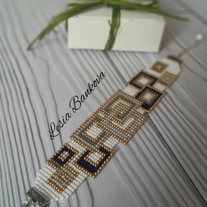 Handgemachtes Art Deco Perlenarmband: Grauer Tschechischer Glasschmuck