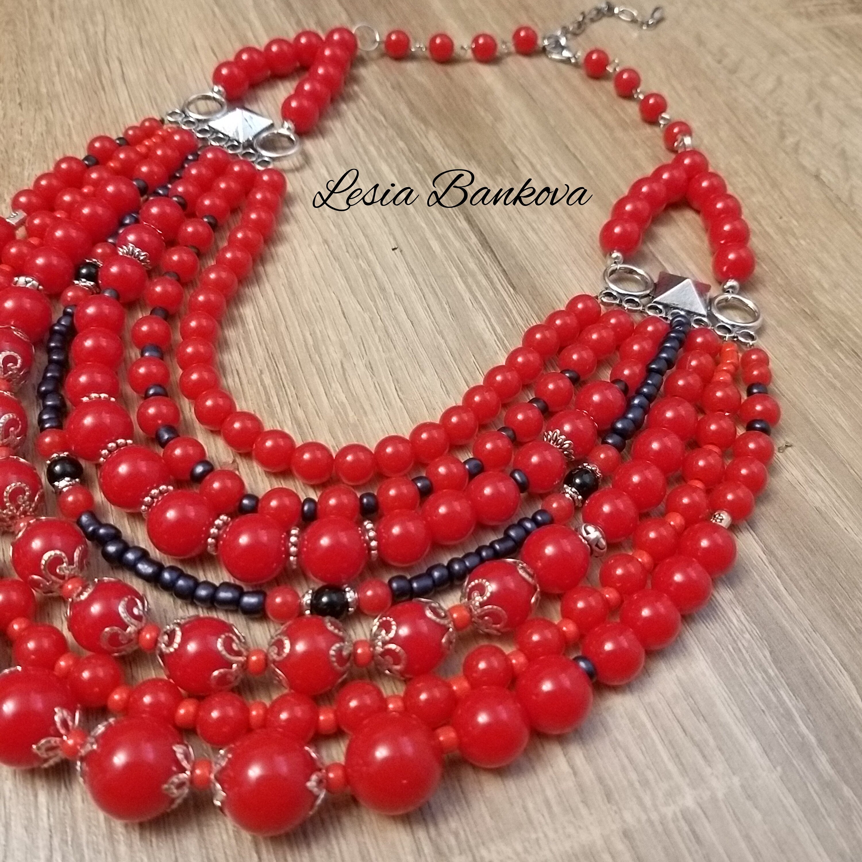 Necklace Necklace Made of Handmade Beads Necklace With Roses Etsy Canada