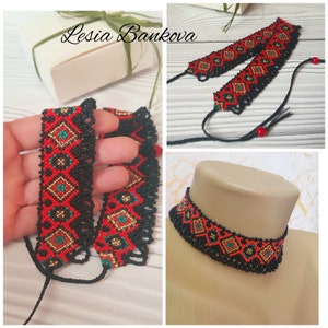 Reconstruction of ancient folk Ukrainian necklace from Bukovyna Beaded necklace sylyanka Ukrainian traditional seed bead necklace Gerdan