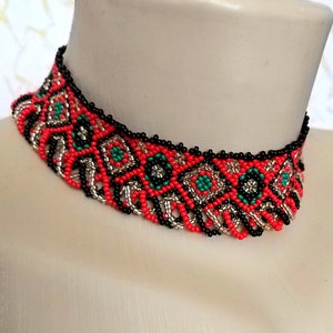 Reconstruction of ancient folk Ukrainian necklace from Bukovyna Beaded necklace sylyanka Ukrainian traditional seed bead necklace Gerdan