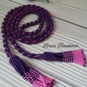 Handmade belt, Bead lariat Bead belt Bead necklace Burgundy belt Transformer belt The belt is pink