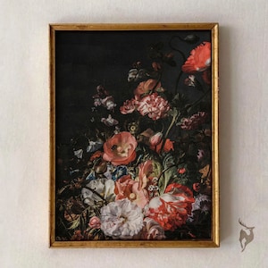 Dark Flower Painting Printable Art | Moody Floral Wall Art | Dark Academia Print | Vintage Moody Painting Victorian Wall Art | Antique Print