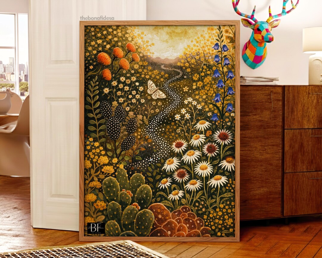 Wildflower Wall Art, Whimsical Garden Path Print, Cottagecore Nature ...