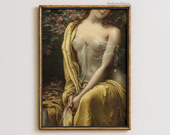 Baroque Woman Portrait, Eclectic Vintage Oil Painting (Printable)