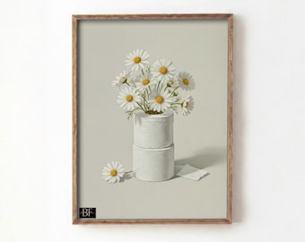 White Daisy Toilet Paper Roll Art Print