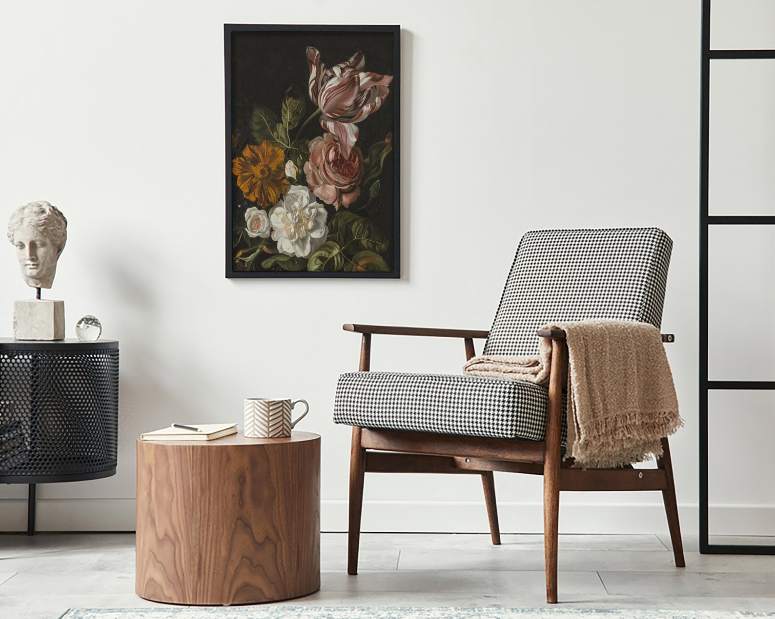 Moody Flower Wall Art Still Life Painting Dark Academia Etsy