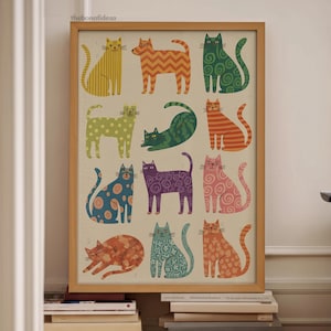 Illustration de chat fantaisiste, art pop abstrait (téléchargement numérique) image 8