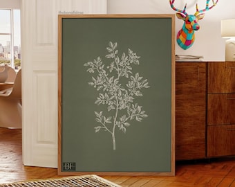 Olive Green Botanical Print: French Country Wall Art (Digital Download PRINTABLE)