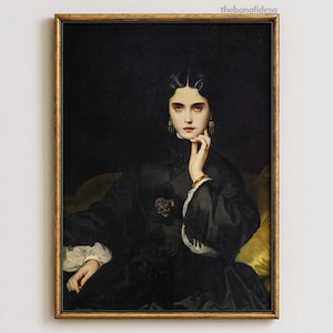 Dark Academia Woman Portrait: Moody Victorian Art Print (Digital Download)