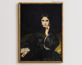 Dark Academia Woman Portrait: Moody Victorian Art Print (Digital Download)
