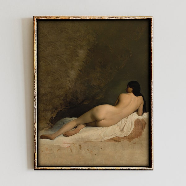 Nude Spirit, Female Nude, Figure Study, Antique Wall Art, Vintage Painting Bathroom Printable, Figurative Painting Bedroom Printable