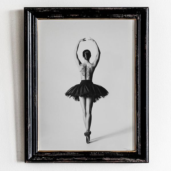 Black and White Ballerina Wall Art, Woman Tattoo Print, Modern Dancing Art Print, Fashion Collages Poster, Printable, Ballerina Wall Decor