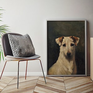 Vintage Dog Painting, Dog Portrait, Vintage Terrier Painting, Antique ...