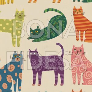 Illustration de chat fantaisiste, art pop abstrait (téléchargement numérique) image 4