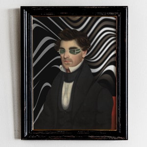 Moody Vintage Portrait,Victorian Wall Art,Vintage Oil Painting,Dark Portrait,Dark Academia Decor,Altered Art,Surreal Painting,Maximalist